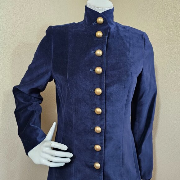 SOFT SURROUNDINGS Velvet Navy Button Down Gorgeous Jacket~Size S - Picture 3 of 9